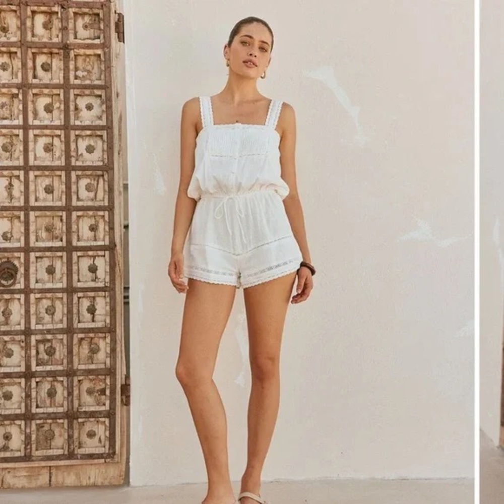 Sabo Skirt white  Lace play suit women’s  One Piece romper